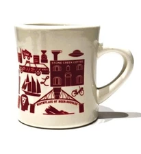 M Ware China - STONE CREEK COFFEE - 4" MUG Red White