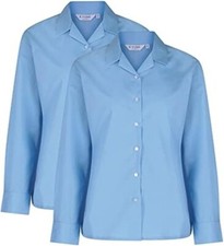 2 Pack Long Sleeve Womens Blouse Office Shirts Revere Collar Size 42" School