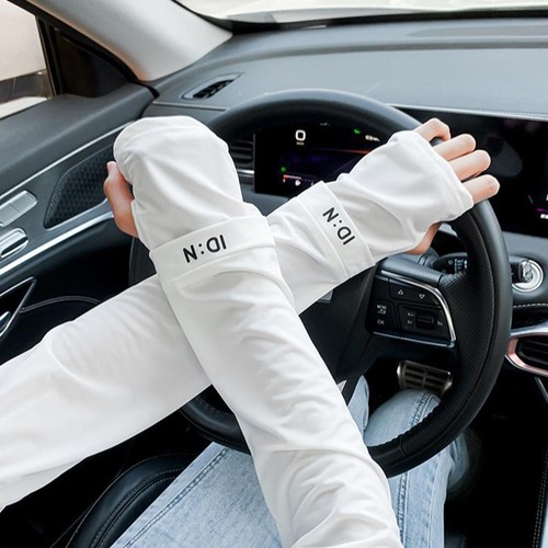 Manicotti Braccio Guida Unisex Seta Ghiaccio UV Protezione Solare Elasticizzato Raffreddamento Esterno} - Foto 16 di 20