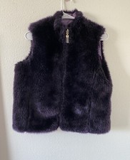 Guess Vintage Purple Faux Fur Metallic Reversible Vest Size Small
