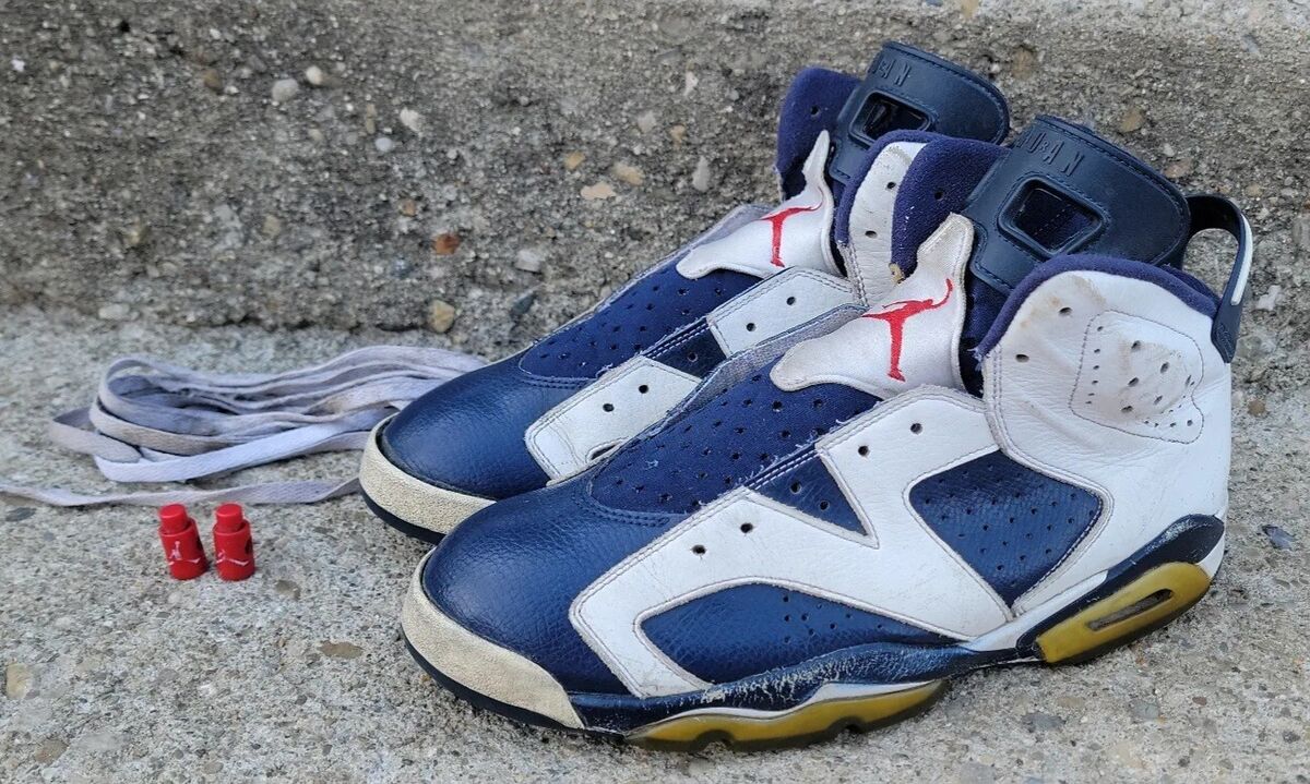 Size 10.5 Air Jordan 6 Retro 2012 Olympic USED OG navy White Size 10.5 Air Jordan 6 Retro 2012 Olympic USED OG navy White
