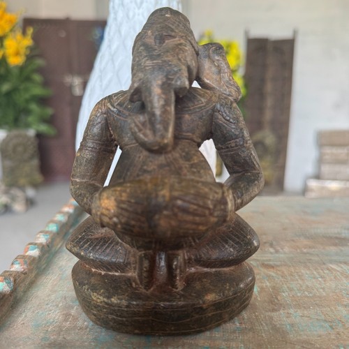 Old Vintage Collectible Stone Carved Lord Ganesha Statue 5" Decorative Figurine - Picture 3 of 9
