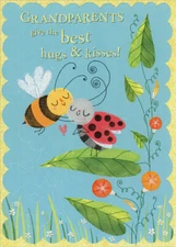 Designer Greetings Bee Hugging Lady Bug on Leaf Juvenile Grandparent's Day Card