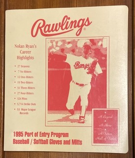 RARE 1995 Nolan Ryan Rawlings Baseball Gloves Promotional Advertising Binder HTF