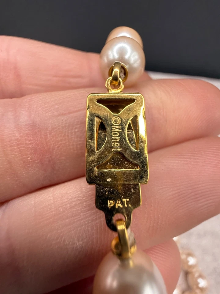 Vintage Monet Necklace Glass Beaded Faux Pearl 28” - Image 3 of 4