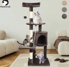 Cat Tree Tower Scratching Post Climbing Frame Condo Multi Level Grey UK