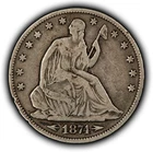 1874 50c Seated Liberty Silver Half Dollar - Arrows - VG - SKU-H3793