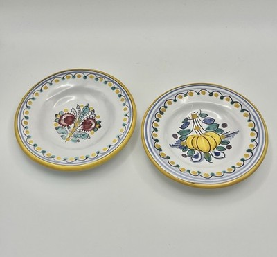 Set Of 2 Vintage Modra Art Pottery Trinket Dish 3.75  Makers Mark Floral