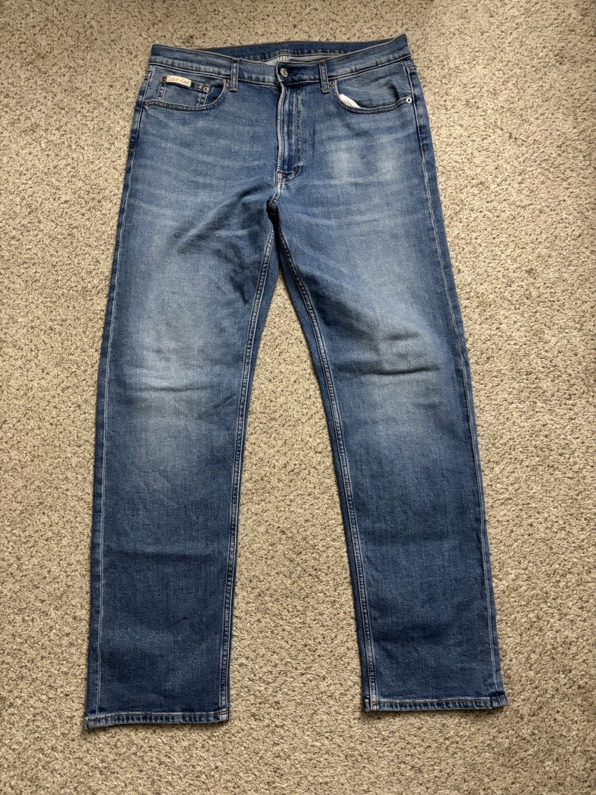 Calvin Klein Jeans Mens Size 34x32 Standard Straight Fit Light Wash Stretch