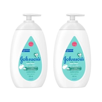 2 x Johnson s Baby Lotion 500ml   Milk and Rice Formula for Soft Skin USA SHIP