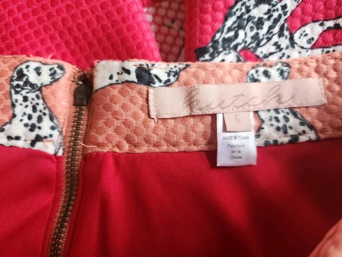 Anthropologie Hutch Dog Skirt Dalmatian Skirt Dog Red Pink Skirt 6 - Picture 7 of 8