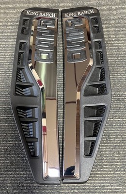 NEW OEM 23-26 FORD F-250 KING RANCH LEFT RIGHT PAIR FENDER EMBLEM BADGE CHROME