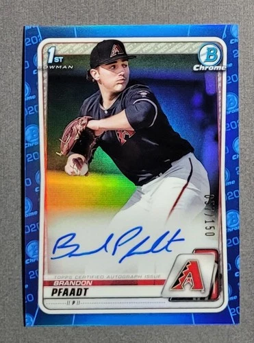 2020 Bowman Draft Chrome Brandon Pfaadt True Blue Refractor Auto /150