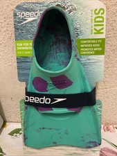    Speedo Kids Swim Fin Marbel Green Medium  1- 2  Kids Flippers   