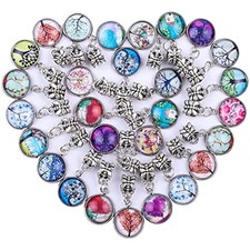 50 Pieces Assorted European Beads with Plating Silver Metal Alloy Spac