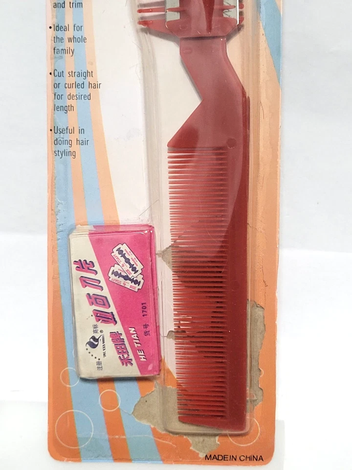 Peine de plástico rojo vintage Vice Collection / accesorio recortador de afeitar para el cabello, ¡NUEVO!! Foto 3 de 4
