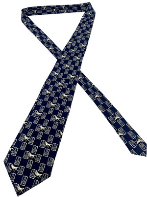 Bijoux Terner 100% Silk Tie 62 X 3,3/4 Blue Equestrian Horse Riding Cowboy Rodeo