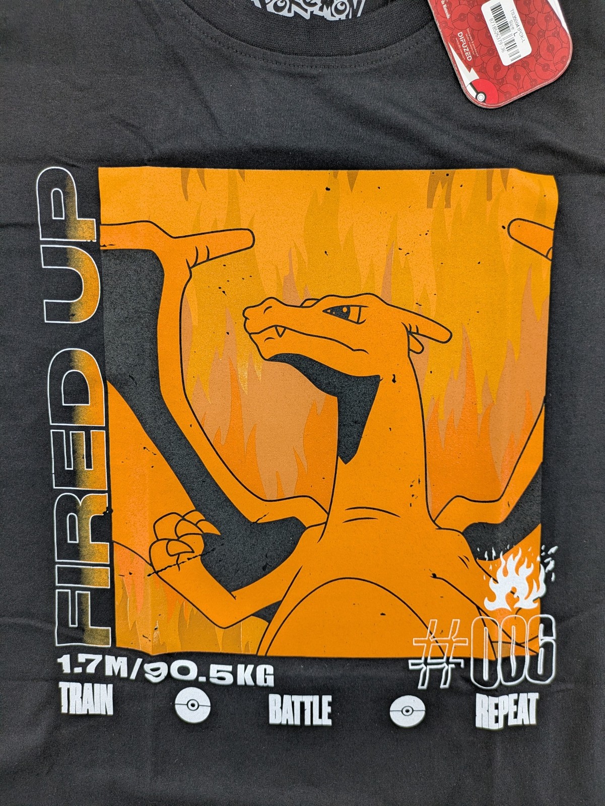 Pokemon Charizard Herren T-Shirt Gr. L schwarz Grafik Fired Up image 4