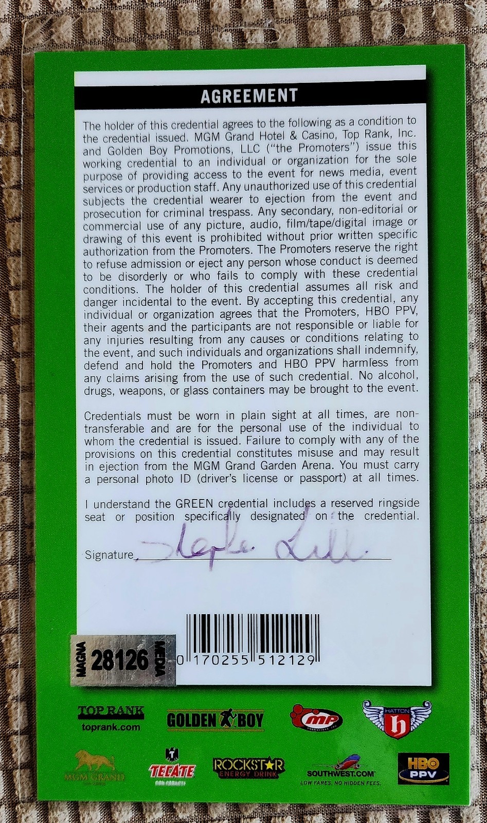 Manny Pacquiao Signed Vintage Signature Cut Psa/Dna Hatton Marquez Press Pass  view 6