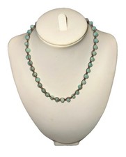Boho Chic Aqua Gemstone Necklace Handmade Knotted Beads Choker