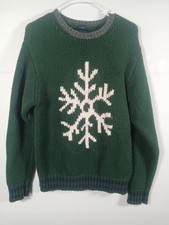 Gap 03 Y2K Snowflake Festive Pullover Knit Crewneck Sweater Kids Holiday XL 12 