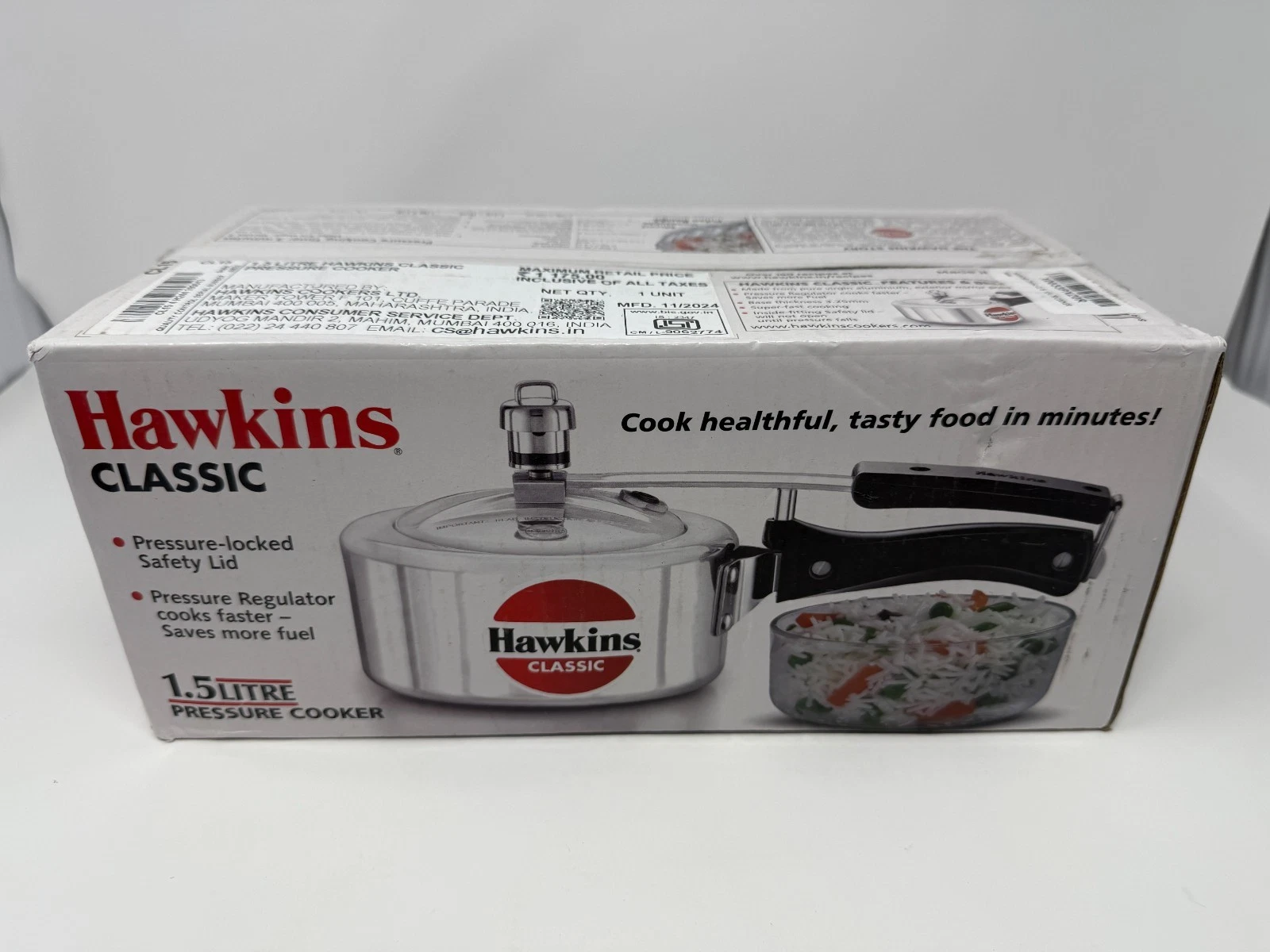 HAWKINS Classic 1.5 Liter Small Aluminum Pressure Cooker Hand Control