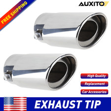Silver Car Pipe Exhaust Tip Tail Rear Throat Muffler Accessories 2.5" Inlet 2PCS