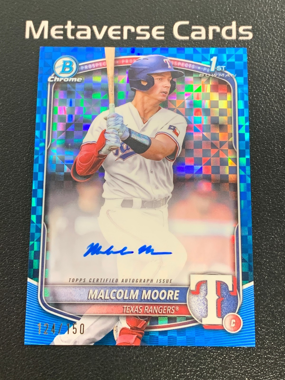 2025 Bowman Chrome 1st Malcolm Moore Auto Blue Checker Refractor 124/150