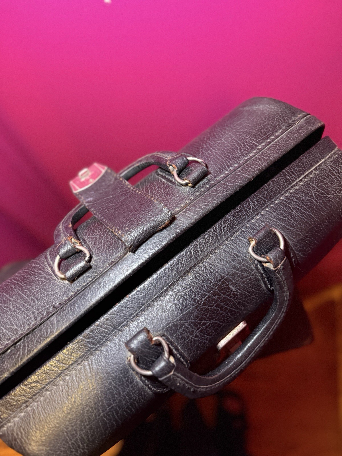 1940-50 Antique Doctor Bag M.D Genuine Black Leather Medical Bag oddities prop