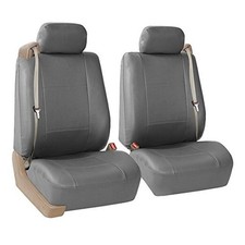 Car Seat Covers Front Set Faux Leather - Car Seat Covers for Low Solid Gray