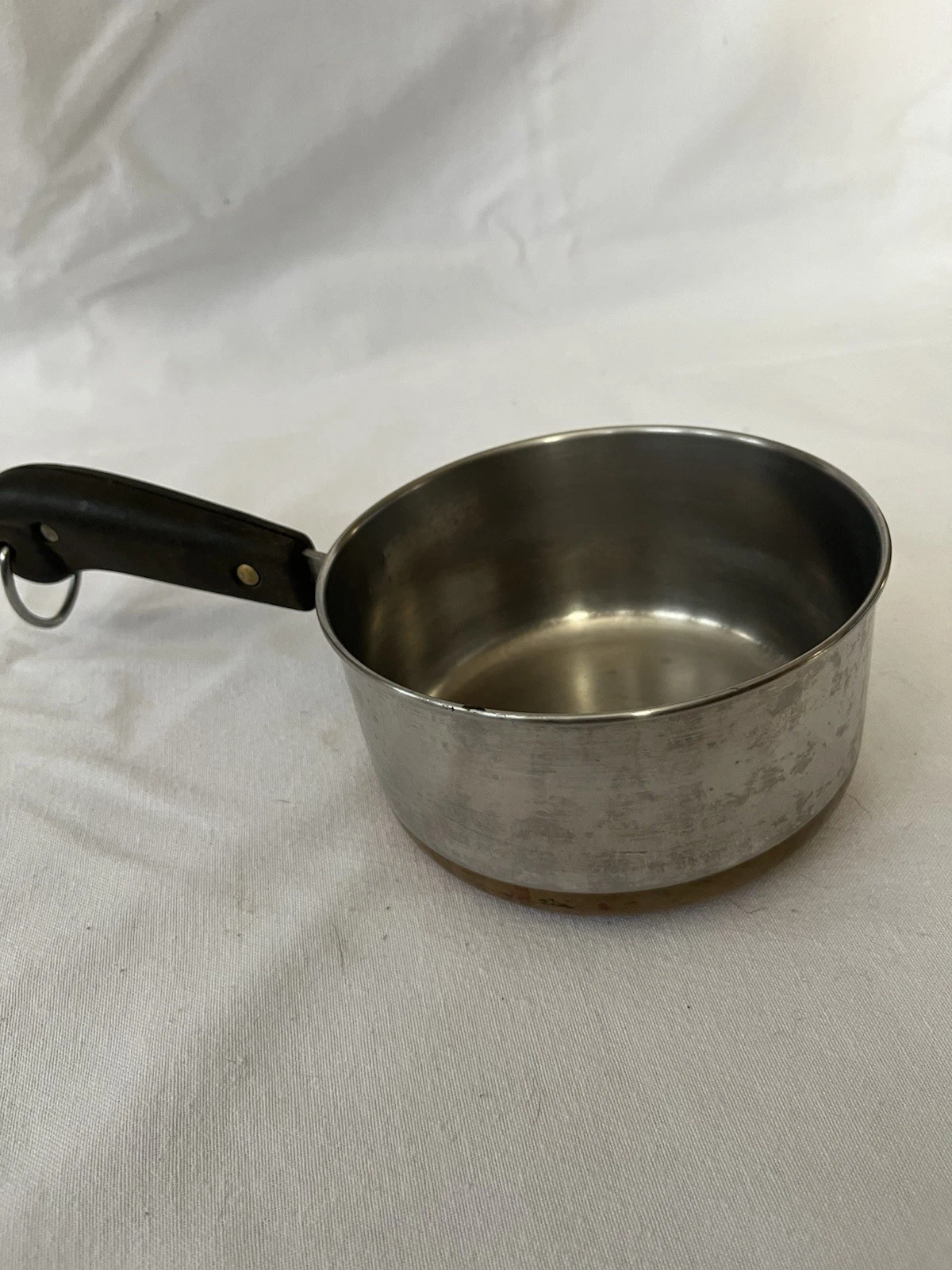 Revere Ware-1801-Double Lines-Vintage-1 Qt Sauce Pan Copper Bottom