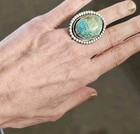 Large  Handmade Sterling Silver Multi-shaded Turquoise Ring Size 8 — photo 1