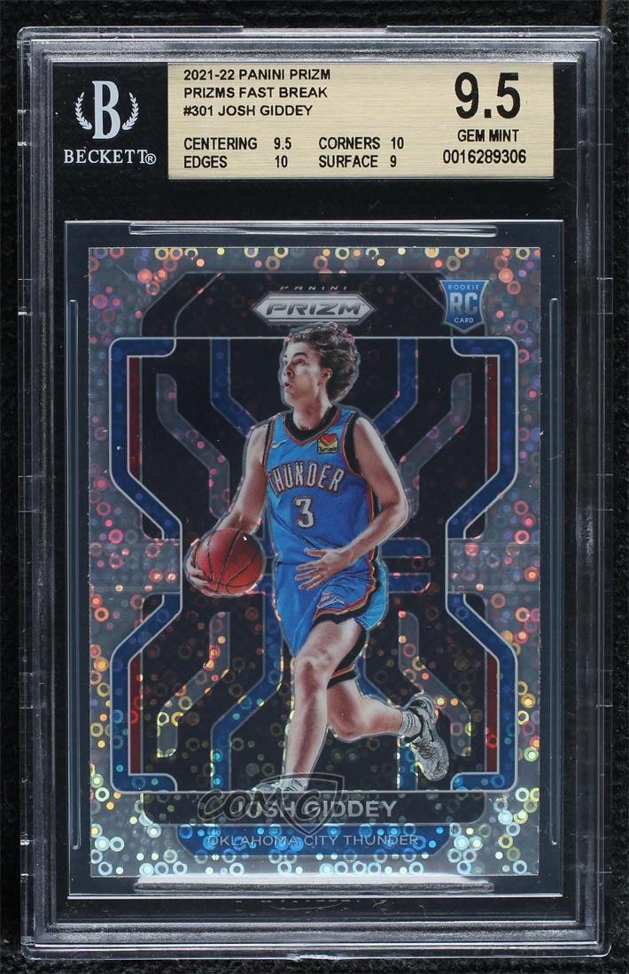 2021-22 Panini Prizm Fast Break Josh Giddey #301 BGS 9.5 GEM MINT Rookie RC 9l4