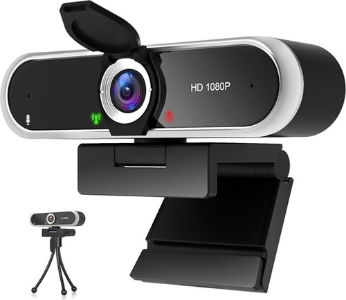 Webcam 1080P mit Mikrofon und Web cam Abdeckung Stativ Plug & Play - 第 1/5 張圖片