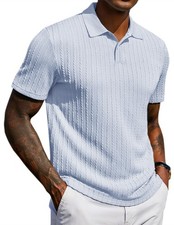 COOFANDY Men's Knit Polo Shirt Summer Short Sleeve Vacation Button Beach Tops...