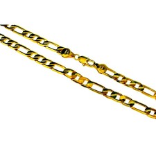Unisex Classic Figaro Solid Chain 24 inch 18k yellow Gold Filled 7mm 29 Grs