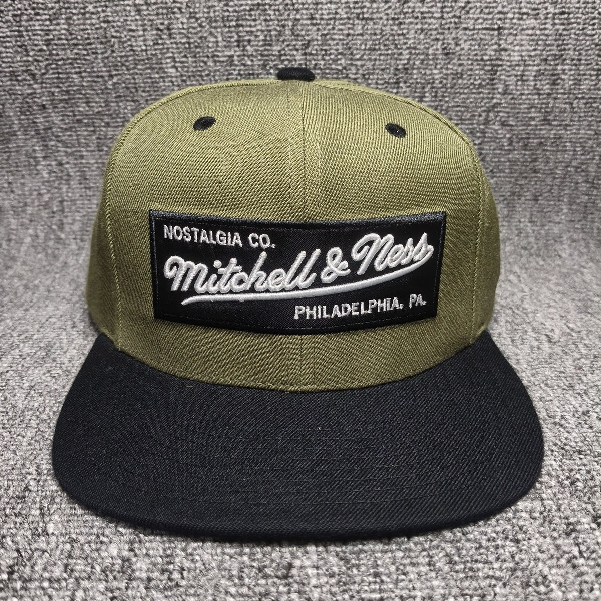 Mitchell & Ness Nostalgia Co Olive Black Snapback Hat Flat Brim Cap