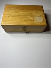 wooden box with hinged lid