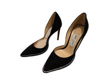 JIMMY CHOO Black Suede Babette 100 Crystal Embellished Pumps - 38 - Never Worn