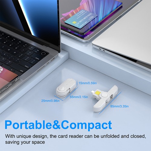 USB-C IC Smart Card Reader For Bank Card ID Card Portable Type-C SIM Card _ha - Photo 9/13