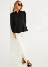 Pomander Place Ashlen Fit & Flare Blouse Sz L Long Sleeve Black Tuckernuck