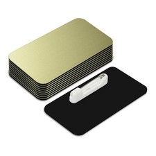 1-1/2" X 3" Name Tag/Badge Blanks with Pin - 10 Pack Brushed Gold 