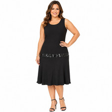 Evan Picone Little Black Dress Drop Waist Sleeveless Midi 20's Party Dress 14
