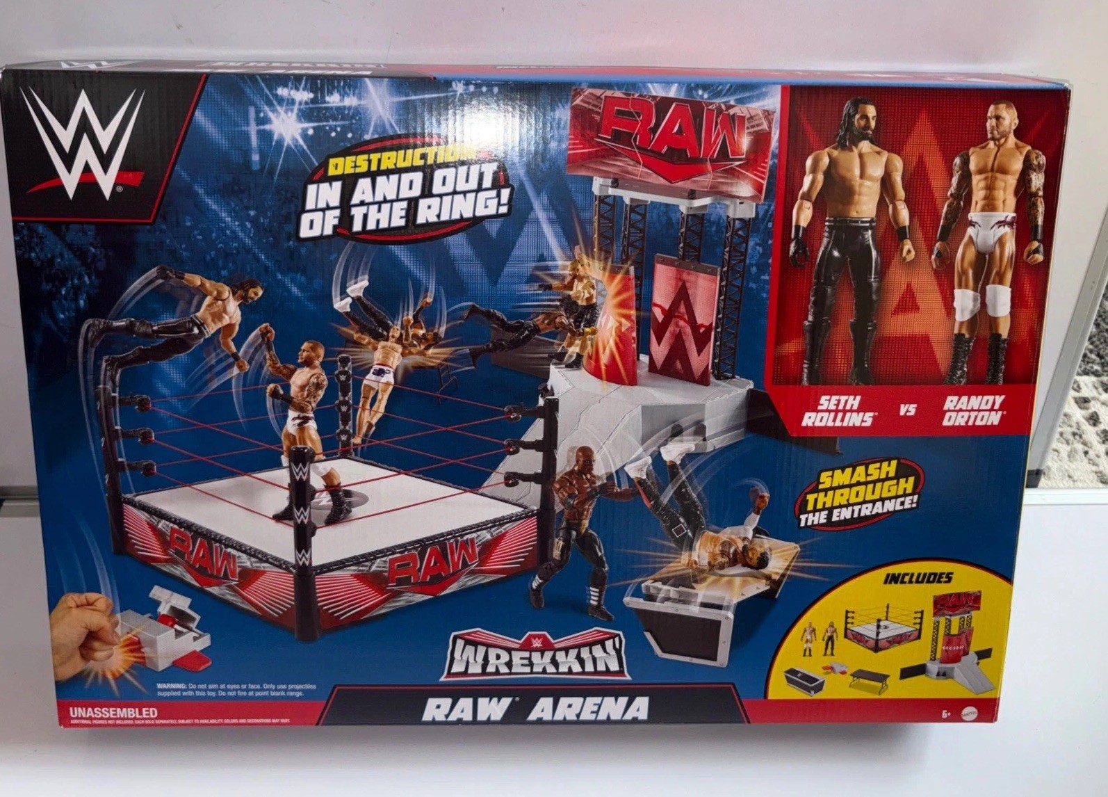 WWE Wrekkin Raw Arena Ring Playset Seth Rollins vs Randy Orton ON SALE