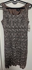 NWT Tahari Arthur S Levine Luxe Stretch Dress  Women's 10  Mocha Crochet ...