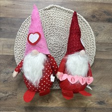 Valentine's Day Love Gnome SET of 2 Weighted Plush Gnomes Home Decor 15"