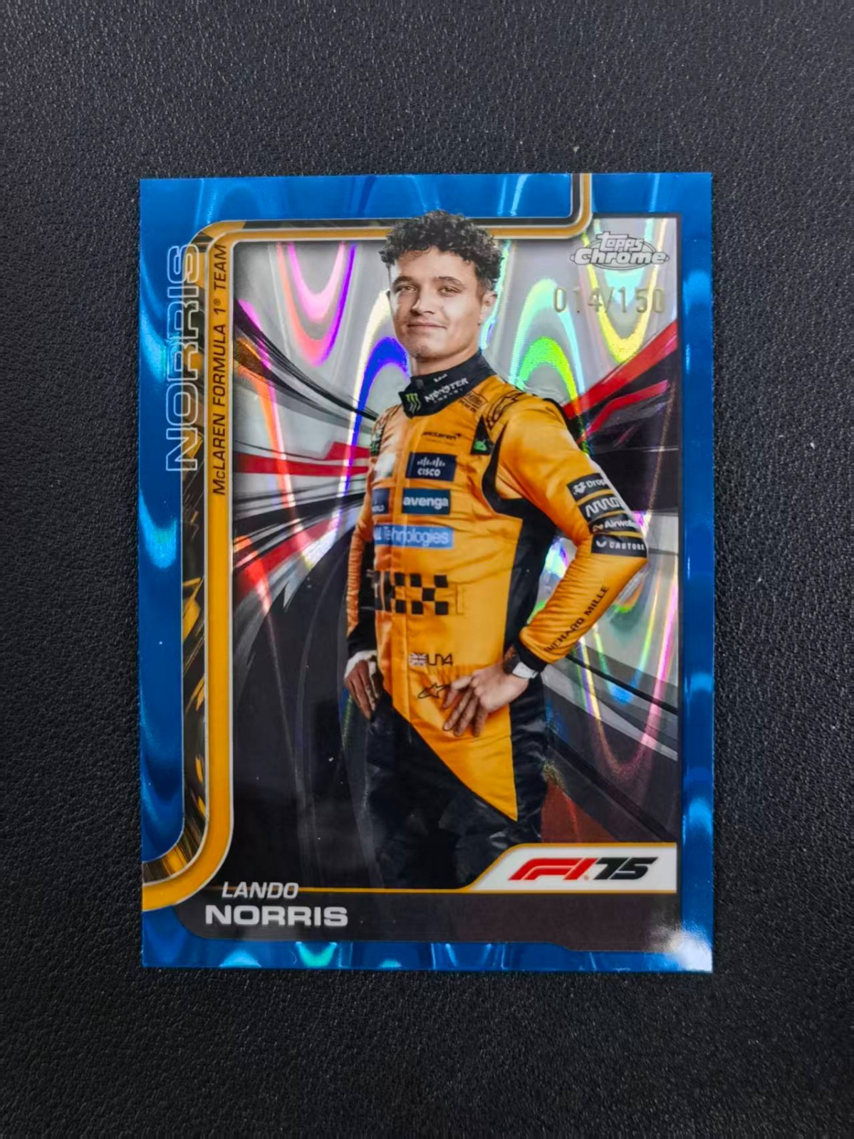 2025 Topps Chrome Formula 1 F1 Lando Norris Blue RayWave 14/150 #5 LZC