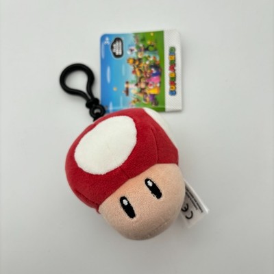 Super Mario 4'' Club Mocchi Mocchi SUPER MUSHROOM Tomy Plush Clip-On Keychain NWT
