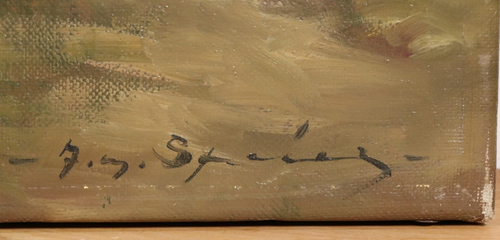 Quadro olio firmato Alfonso Maria SPEIER idillio rurale con mucche allo stagno - Foto 4 di 12