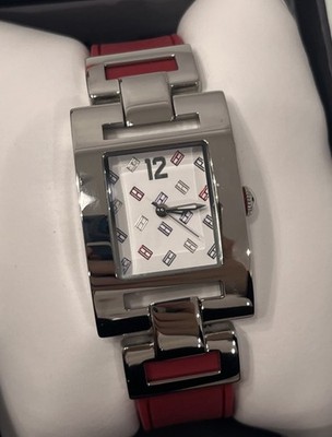 Tommy Hilfiger 1781069 Red Silicone Square Dial Logo Watch